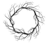 Ipetboom Couronne de Porte D'entrée Noire en Plastique Brindilles Artificielles, Décoration Suspendue pour Halloween Intérieure, Couronne Décorative d'halloween Élégante