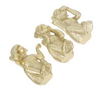 Ipetboom Ensemble de 3 Figurines Singes en Résine Dorée Décoratives Bords Lisses, Ornement Unique et Délicat pour Salon de Thé ou Café