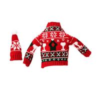 Ipetboom Housse de Bouteille de Vin Maille Délicate Rouge Décoration Festive de Noël Mini Couverture Tricotée pour Bouteilles Accessoire de Fête Polyvalent