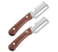 Ipetboom Lot de 2 Éplucheurs Légumes et Fruits Multifonctions, Lame INOX, Manche Bois Ergonomique, Ouvre-Bouteille, pour Pommes de Terre Carottes Agrumes