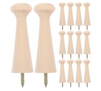 Ipetboom Lot de 24 Crochets Muraux en Bois Beige, Patères Murales Multifonctions pour Suspendre Écharpes et Paquet, Montage Mural Solide pour Porte Arrière, Rangement Familial Pratique