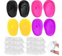 Ipetboom Lot de 4 Paires de Cache-Oreilles en Silicone Transparent 100 Bonnets Jetables Protège-Oreilles Souples pour Teinture Capillaire Bouchons D’Oreilles Confortables et Légers