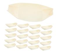 Ipetboom Lot de 50 Plateaux à Sushi en Bois 15 Cm Barquettes Jetables Robustes Récipients Alimentaires Rustiques pour Traiteur Réception Fêtes la Cuisine Maison