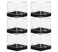 Ipetboom Lot de 6 Boîtes Carrées Transparentes 35x35x35 Mm Fond Noir Boîtes à Spécimens Minéraux en Plastique pour Présentoir à Pierres et Collection D’échantillons Usage Bureau