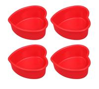 Ipetboom Moules à Gâteau Résistants Four Lot de 4 de Cœur en Silicone Micro-ondes, Friteuse à Air et Congélateur, Pâtisserie Saint-valentin