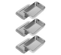 Ipetboom Plateau pour Instruments de Beauté en Acier Inoxydable 201 sans Trous 23 Cm avec Couvercle, Lot de 3 Boîtes pour Outils Manucure Salon