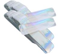 Ipetboom Sachets Auto-Scellants Longs 100 Pcs 55 X 22 CM en Polypropylène Transparent Holographique Paquet Réutilisables pour Rangement Bijoux Trousses Maquillage et Accessoires