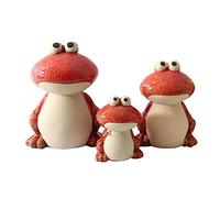 Ipetboom Statuette Grenouille 3 Pièces en Céramique Rouge, Objet Décoratif