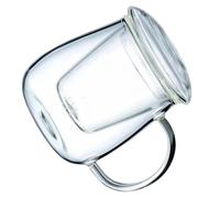 Ipetboom Tasse à Thé en Verre Résistant Chaleur 300ml Couvercle et Infuseur, Bureau Maison, Design Simple et Élégant