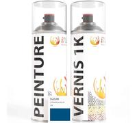 ipixline Kit Retouche Peinture Carénage Moto - Bombe Aérosol Peinture 400 ml, Vernis Brillant 1k 400 ml - Compatible avec Suzuki - Champion Blue 19F