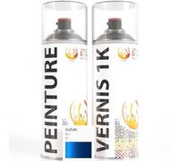 ipixline Kit Retouche Peinture Carénage Moto - Bombe Aérosol Peinture 400 ml, Vernis Brillant 1k 400 ml - Compatible avec Suzuki - Blu 32