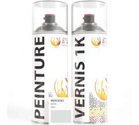 ipixline Kit Retouche Peinture Carrosserie Voiture - Bombe Aérosol Peinture Auto 400 ml, Vernis Brillant 1k 400 ml - Compatible avec Mercedes - White 9060