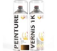 ipixline Kit Retouche Peinture Carrosserie Voiture - Bombe Aérosol Peinture Auto 400 ml, Vernis Brillant 1k 400 ml - Compatible avec Dacia - Brun Acajou CNA