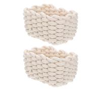 iplusmile 2 Paniers de Rangement Blanc et Rangement Quotidien pour Organisation de Bureau Ensemble en Corde de Coton Tissé