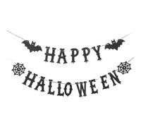 iplusmile 2 Pièces Bannière Halloween Happy Halloween Noir, Araignée | Tissu Non Tissé Résistant à Décoloration, Facile à Suspendre et Réutilisable, pour Porche et Extérieur