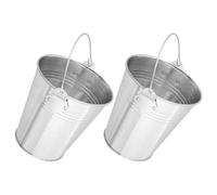iplusmile 2 Pièces Seau à Graisse de Barbecue, Seau à Jus pour Barbecue, en Tôle de Fer Galvanisé, Argenté, pour Cuisson en Extérieur et Camping, Collecte L’excès D’Huile Graisse, Facile