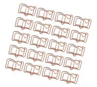 iplusmile 20 Clips en Acier Inoxydable Forme de Livre Rose Doré pour Fournitures de Bureau, Pince Stylée pour Agrafer Papier et Décoration, pour Livres et Notes