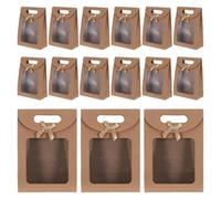 iplusmile 20pièces Sacs Papier Kraft avec Fenêtre et Rabat Sacs à Bonbons avec Poignée Pochettes Transparentes avec Nœud Papillon pour Biscuits Emballage Alimentaire pour Fêtes