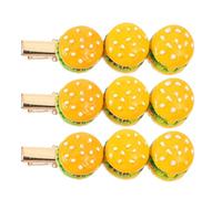 iplusmile 3 Pièces Barrette de Hamburger, Épingle à Cheveux de Hamburger, Résine et Alliage de Fer, Jaune, Antidérapante, Maintien Ferme, pour Cérémonies et Anniversaire