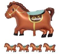 iplusmile 5 Pièces Ballon en Aluminium Marron de Cheval pour Décoration de Fête du Nouvel An Lunaire 2026, Facile à Gonfler et Réutilisable pour Festival du Printemps
