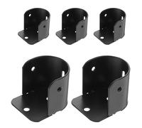 iplusmile 6 Pièces Support de Tringle à Penderie en Fer Noir, Douille à Bride Renforcée pour Fixation Murale, Protège la Barre de Placard la Déformation, pour Dressing et Penderie