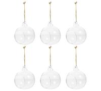 iplusmile 6 Pièces Vase Hydroponique Suspendu en Verre, Boule Transparente Soi-même, Décoration Intérieure, Corde, pour Plantes et Bougeoirs Muraux