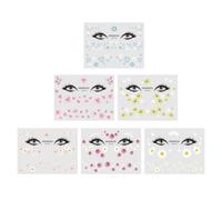 iplusmile 6pièces Autocollants Visage Fleurs Imperméables à Eau Transpiration Décor Collarbones pour Femmes et Filles Stickers Maquillage Créatifs Diverses Couleurs Couleur Aléatoire