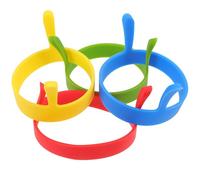 iplusmile 8 Pièces Anneaux à Œufs Ronds en Silicone Antiadhésifs Double Poignée, Moules à Omelette Flexibles pour Pancakes et Sandwichs au Petit-déjeuner, Cuisson Familiale