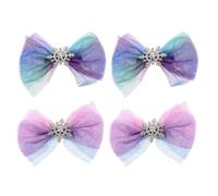 iplusmile Accessoires Cheveux Noël Lot de 4 Barrettes à Nœud en Tulle, Pinces Flocon de Neige pour Femmes, Décoration Hiver, Clips Cheveux Tissu Maille Plusieurs styles