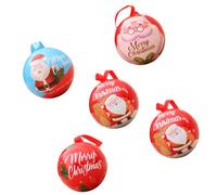 iplusmile Boîtes de Rangement en Fer de Boule de Noël Centre Creux et Motifs Lumineux, Lot de 5 Pièces pour Décoration Suspendue Sapin de Noël Plusieurs styles