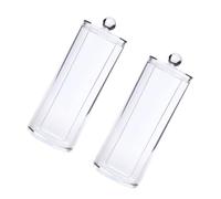 iplusmile Boîtes de Rangement Rondes Transparentes en Plastique Lot de 2 7x7x19 Cm, Organisateur Cosmétique Compact et Étanche Accessoire pour Cotons Démaquillants pour Salle de Bain