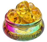 iplusmile Bol de Cristal Décoratif Chinois Vintage en Laiton, Petit | Poli, Base Stable, pour Pierres, Lingots Feng Shui, Bureau, Ouverture, Présent Crémaillère