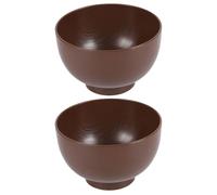 iplusmile Bols à Soupe Design Concis Lot de 2 Japonerie Marron en Abs Lisse Vaisselle Réutilisable Pratique pour Restaurant pour Plats Asiatiques