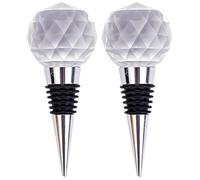 iplusmile Bouchon de Vin en Cristal et Alliage 2pcs Joint Étanche en Caoutchouc pour Préserver le Vin Ouvert, pour Bouteilles de Fête et Usage Portable