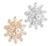 iplusmile Broche Flocon de Neige en Perles Simulées et Strass, Bijou Féminin Élégant, Accessoire D’hiver pour Pull et Chemise, Lot de 2 Pièces Présent Noël Unisexe