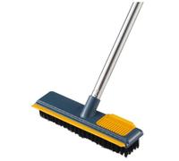 iplusmile Brosse à Gratter Bleue Manche Télescopique Détachable, Brosse Rigide Multi-Surfaces pour Nettoyage Salle de Bain et Extérieur Angle Ergonomique 45°