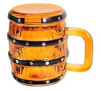iplusmile Chope à Bière Verre Marron Rétro de 470ml Couvercle, Design Large Bouche Réutilisable, Fête Bière Moments Conviviaux