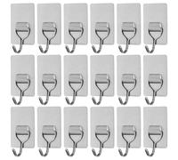 iplusmile Crochets Adhésifs Finition Argenté Élégante en Acier Inoxydable Lot de 20 Robustes Forte Capacité de Charge, Installation Facile, Cuisine et Salle de Bain