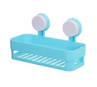 iplusmile Étagère de Bain à Ventouse Double Design en Abs Bleu, Support Mural Démontable pour Rangement Pratique Cuisine et Salle de Bain