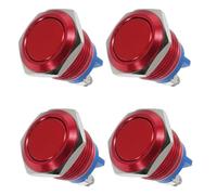 iplusmile Interrupteur à Bouton-poussoir Métallique Étanche 16mm Finition Oxydée, Auto-réarmement et Bornes à Vis, pour Bateau et Équipements Électroniques, Lot de 4 Pièces
