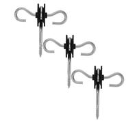 iplusmile Isolateur de Clôture Électrique Léger Portable à Double Crochet 3 Pièces en Acier Zingué et PP pour Fil et Poteaux Anneaux Adapté aux Ranchs et Fermes