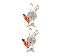 iplusmile Lot de 2 Broches Lapin en Alliage, Épingle de Col Fantaisie Broche Carotte Dessin Animé, Accessoires Mode pour Vêtements Femme, pour Pâques et Tenues Couleur Couleur Aléatoire