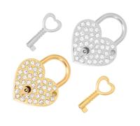 iplusmile Lot de 2 Sets de Cadenas en Alliage de Zinc en Forme de Cœur avec Pierres Décoratives, Légers et Résistants la Rouille, pour Couples en Lieux Touristiques