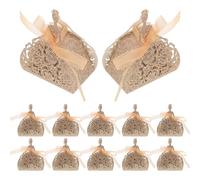 iplusmile Lot de 25 Boîtes à Dragées Mariage en Carton Ajouré Pailleté Doré avec Décoration Scintillante pour Emballage Bonbons et Présents Invités