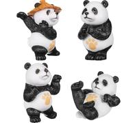 iplusmile Lot de 4 Figurines de Panda Miniatures en Résine Décoration Créative de Bureau et Maison Petite Statue de Panda Artisanale pour Décoration de Table et Jardin Modèle Compact et