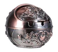 iplusmile Mini Cendrier en Métal Portable Ashtray avec Couvercle, Cendrier Décoratif Portable Rond pour Terrasse Extérieure, Design Unique Usage Intérieur