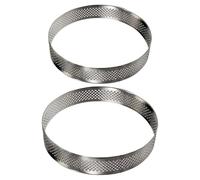 iplusmile Moule à Mousse Rond en Acier Inoxydable, 2 Pièces, Argenté | Cercle A Tarte 24cm, Anneaux à Gâteaux, Moule à Tartelette, Création de Pâtisseries et Fêtes