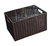 iplusmile Panier de Rangement Rectangulaire Boîte de Rangement Tressée en Plastique Couleur Café Simple et Rustique Couleur pour Pique-niques et Vêtements Couleur
