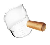 iplusmile Pichet Verre Résistant Chaleur avec Poignée Bois Cruche Doseuse Multifonction pour Lait et Sauces Verre Transparent pour Café et Thé