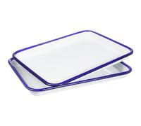 iplusmile Plaque de Cuisson en Émail Blanc Haute Brillance et Dureté 2 Pièces, Plat Rectangulaire 26x18 Cm pour Cuisson Four et Rôtisserie